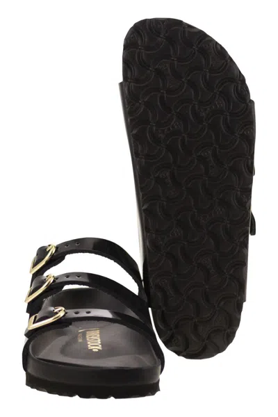Birkenstock Black Sandals With Adjustable Straps And Gold-tone Buckles