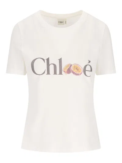 Chloé Passion Fruit Print Baby Fit Cotton Jersey T-shirt In White