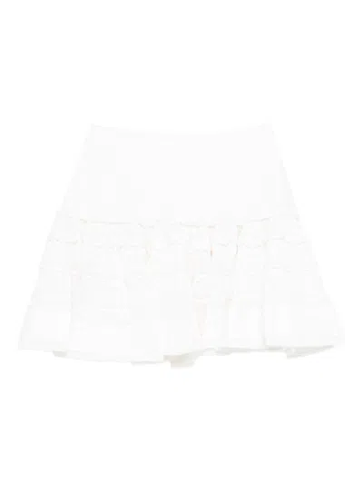 Alaïa Womens Blanc Ruffled Wool-blend Mini Skirt In White