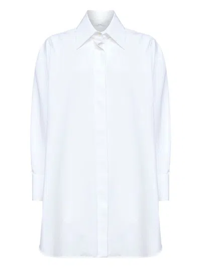Givenchy Cotton Shirt Asymmetric Hemline Long Sleeves Buttoned Cuffs In White