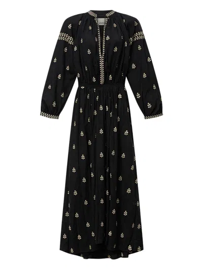 Isabel Marant Rodilia Silk Long Dress In Black