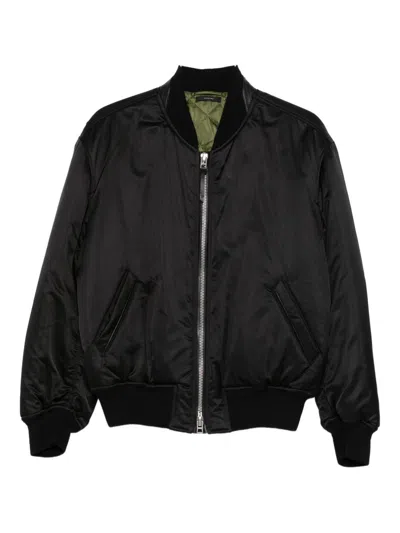 Tom Ford Bomber Jacket With Band Collar And Pockets In Black