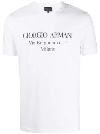 Giorgio Armani Logo Print Cotton Jersey T-shirt In White