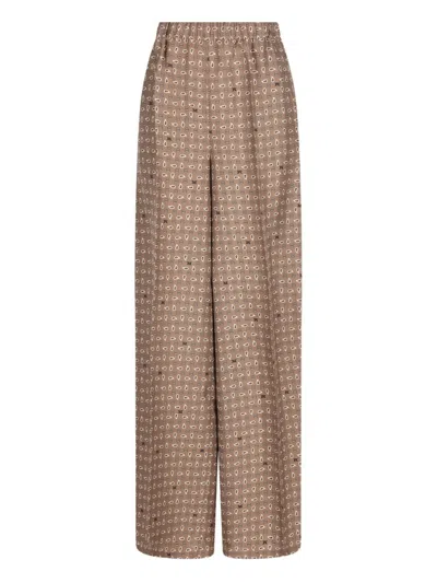 Max Mara Vischio Printed Silk Satin Wide-leg Pants In Black