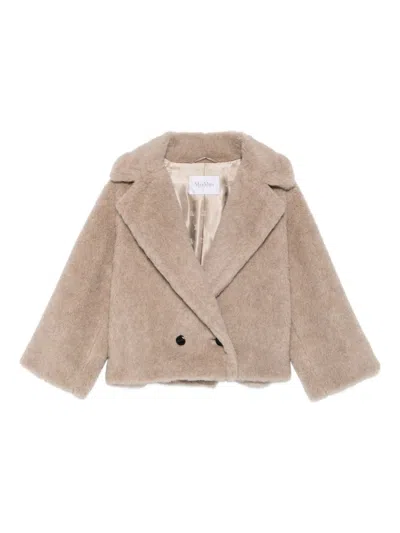 Max Mara Teddy Bear Icon Coat Short Sand In Alpaca And Wool In Multi