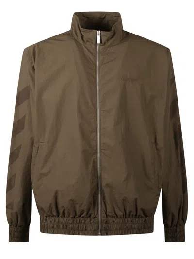 Off-white Stylish Short Jacket High Collar In Brown