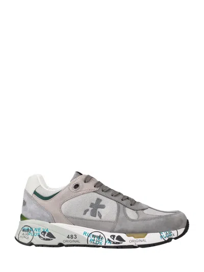 Premiata Low-profile Sneakers With Artistic Graphic Elements In Gray