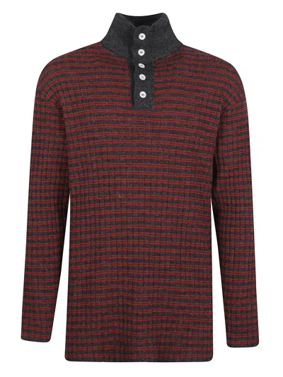 Namacheko Luther Striped Highneck Pullover In Gray