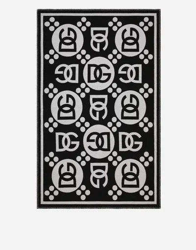 Dolce & Gabbana Wool Jacquard Blanket In Black