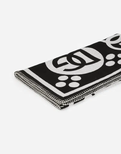 Dolce & Gabbana Wool Jacquard Blanket In Black