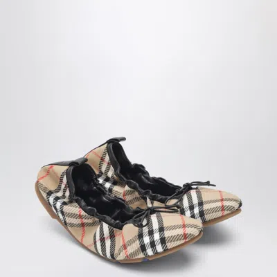 Burberry Women Fawn Ballerinas With Traditional Check Motif In Multi