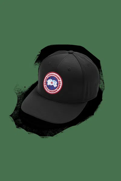 Canada Goose Branded Adjustable Baseball Cap With Curved Brim In Black