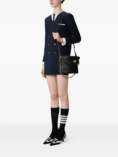 Thom Browne Pebble Grain Box Tote Bag In Black