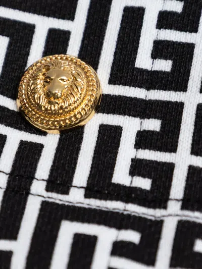 Balmain Monogram Button Skirt In Black