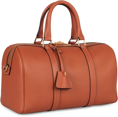 Celine Leather Boston Bag In Brown