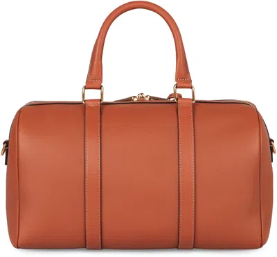 Celine Leather Boston Bag In Brown