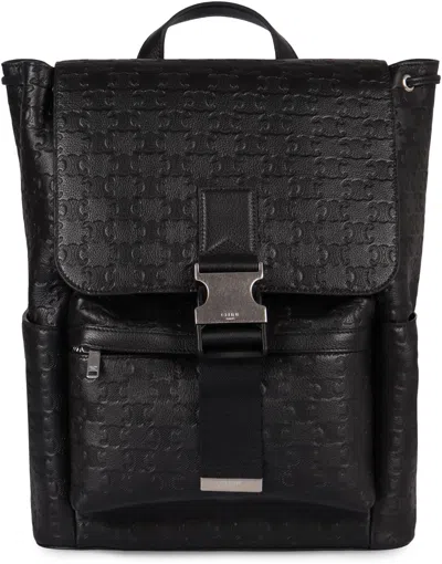 Celine Printed Leather Backpack In Black