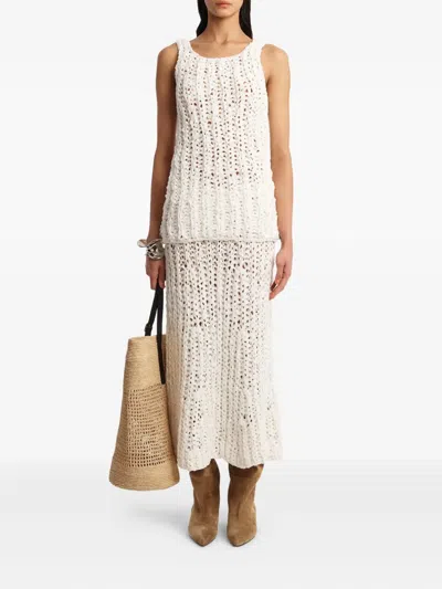 Khaite Iori Open-knit Skirt In White