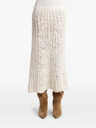 Khaite Iori Open-knit Skirt In White