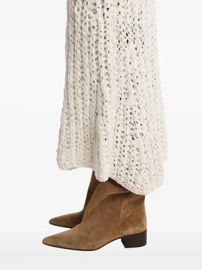 Khaite Iori Open-knit Skirt In White