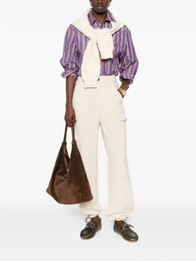 Etro Striped-pattern Logo-embroidered Shirt In Multi