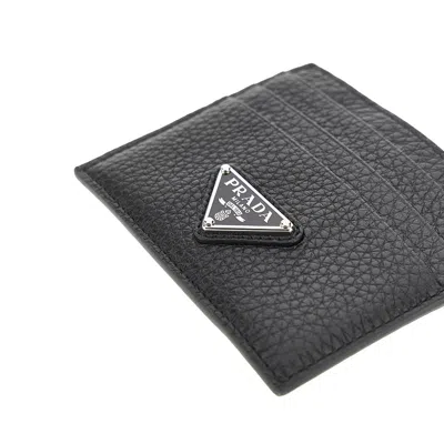 Prada Grained Leather Cardholder With Logo In White