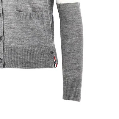 Thom Browne '4 Bar' Wool Cardigan In Gray