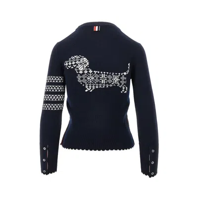 Thom Browne Hector Intarsia Wool Sweater In Blue