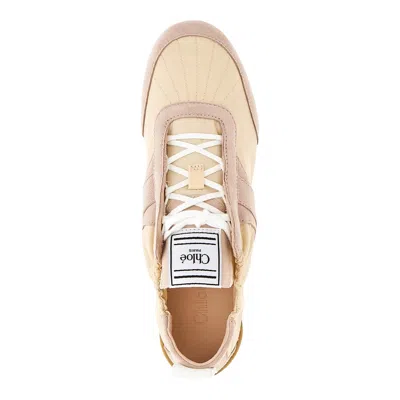 Chloé Kick Beige Sneaker With Side Lettering Logo And Elasticated Details In Fabric Woman In Sand