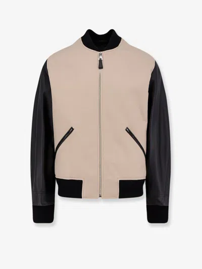Givenchy Silk Nylon Jacket Contrast Sleeves Pockets In Brown