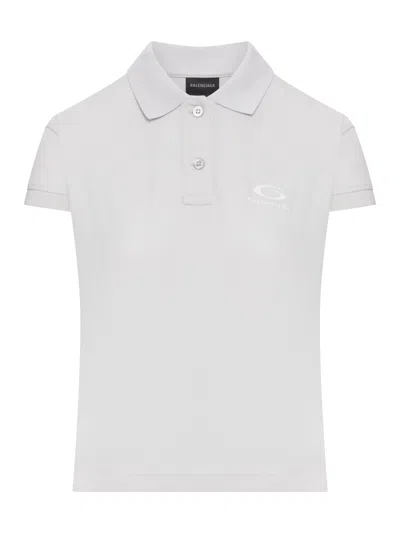 Balenciaga Cotton Pique Polo Shirt With Sport Icon Logo In White