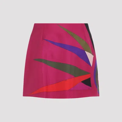 Pucci Wrap-effect Printed Silk-twill Mini Skirt In Pink