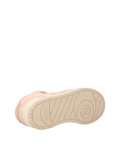 Fendi High-top Pink Sneakers With Textured Finish And Padded Collar In Pink