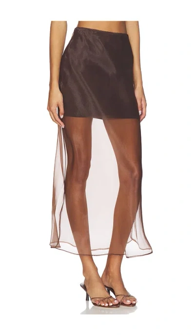 Line & Dot X Revolve Denman Midi Skirt In Brown