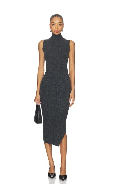 Allsaints Womens Charcoal Grey Sabine High-neck Stretch-knit Midi Dress In Gray