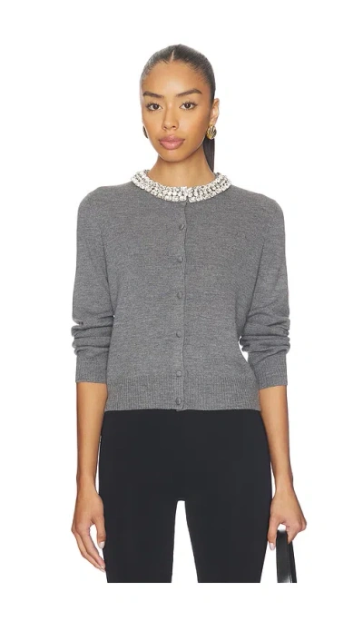 Veronica Beard Womens Dark Heather Grey Daro Crystal-embellished Wool Cardigan In Gray