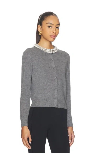 Veronica Beard Womens Dark Heather Grey Daro Crystal-embellished Wool Cardigan In Gray