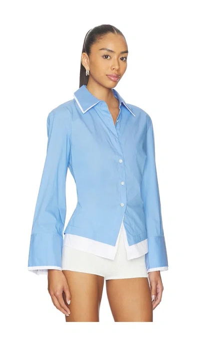 Veronica Beard Womens Cadet Bonnie Button-down Cotton-blend Shirt In Blue