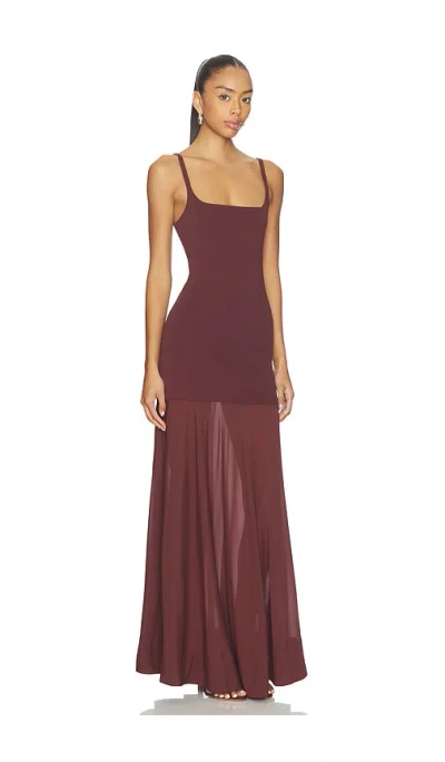 St Agni Circle Hem Silk-blend Maxi Dress In Brown