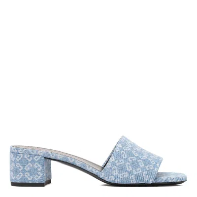 Givenchy Block Heel Sandals Patterned Fabric In Blue