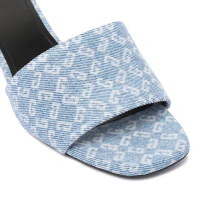 Givenchy Block Heel Sandals Patterned Fabric In Blue