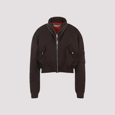 Givenchy Cropped Flap Pocket Jackets With High Collar In Brown