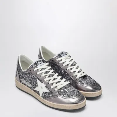 Golden Goose Deluxe Brand Women Ballstar Sneakers In Laminated Leather And Glitter In Gray