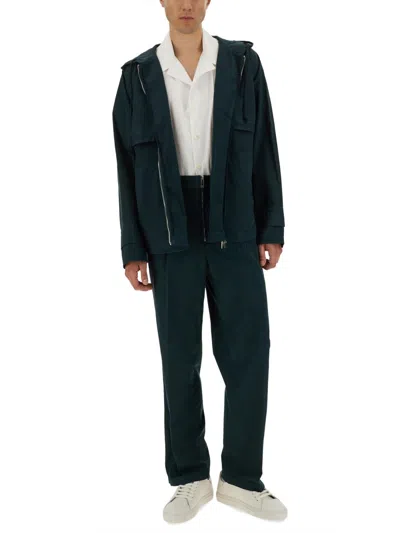 Helmut Lang Layered Design Hooded Windbreaker In Green