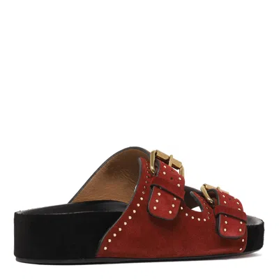 Isabel Marant Lennyo Suede Buckle Sandals In Red