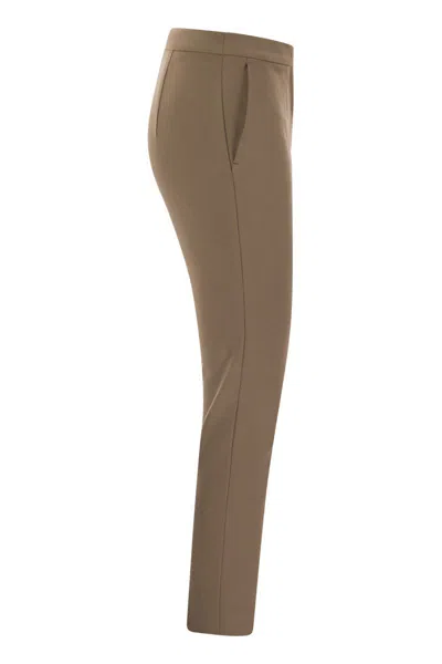 Max Mara Pegno Viscose Jersey Trousers In Brown