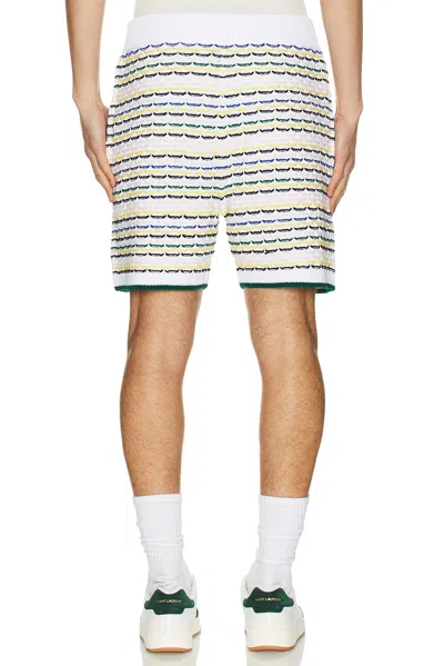 Casablanca Men White Crochet Cotton Tuck Stitch Shorts In Multi