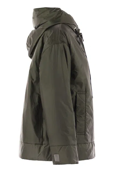 Max Mara The Cube Daria Drip Proof Canvas Padded Jacket With Hood In Green