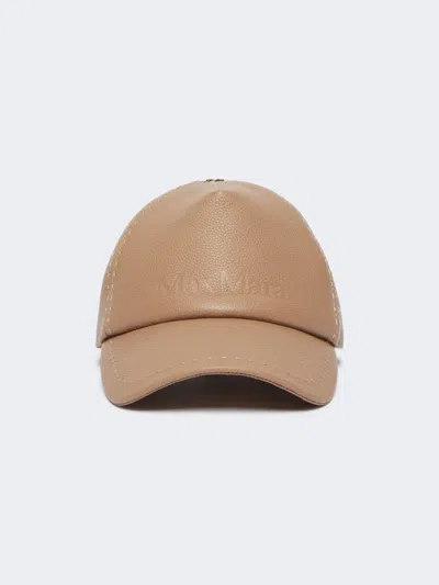 Max Mara Leather Baseball Cap In Brown