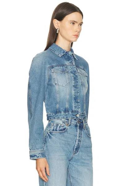 Jacquemus Classic Cotton Denim Jacket With Tailored Hem And Chest Pockets In Blue